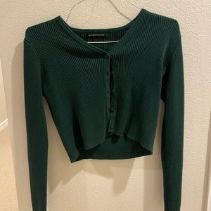 Brandy Melville forest green knit cardigan, cropped